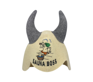 Белая рогатая шапочка ''Sauna Boss'' 2