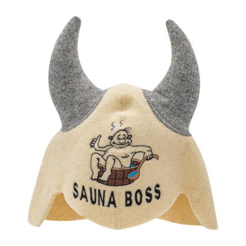 Белая рогатая шапочка ''Sauna Boss'' 3