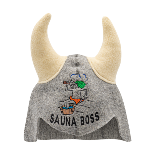 Серая рогатая шапка ''Sauna Boss'' 2