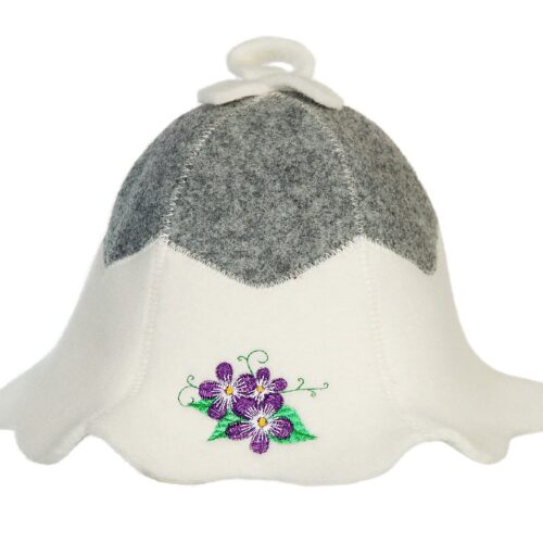 Hat with purple flowers