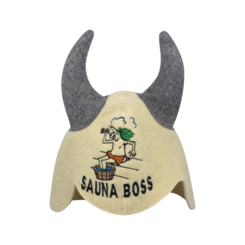 Белая рогатая шапочка ''Sauna Boss'' 2