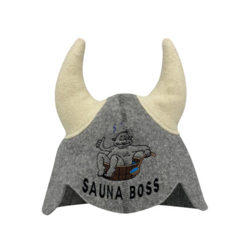 Серая рогатая шапочка ''Sauna Boss'' 3